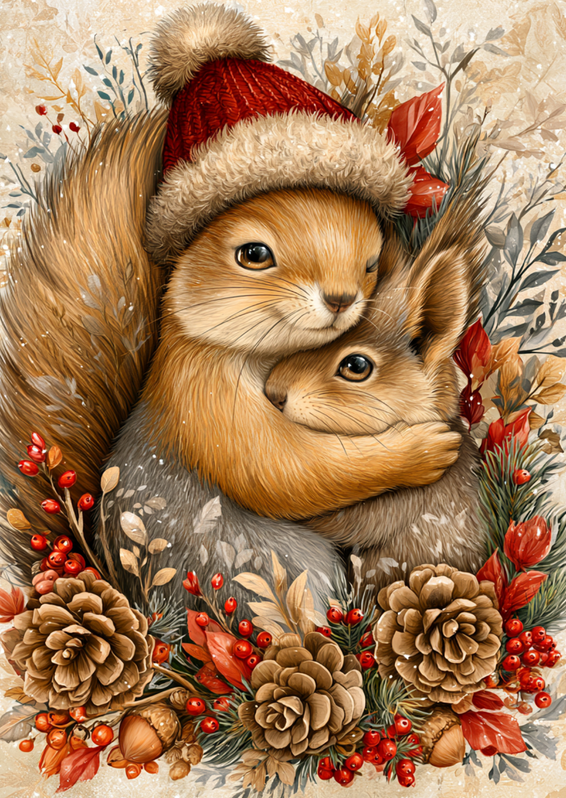 Christmas Cuddles: Eekhoorn | Kaart Fripperies