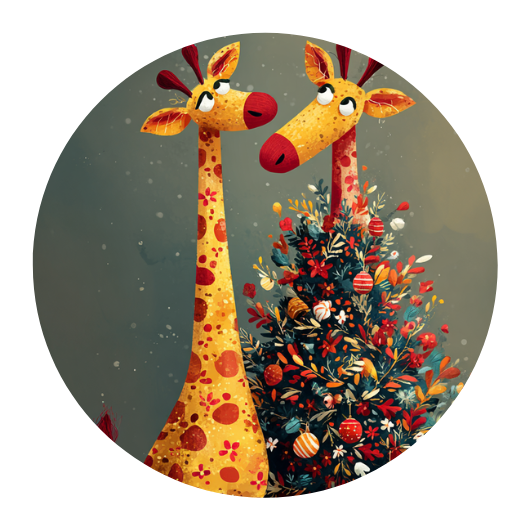 Celebrating Togetherness: Christmas Tree Giraffe | Sluitstickers 10st.