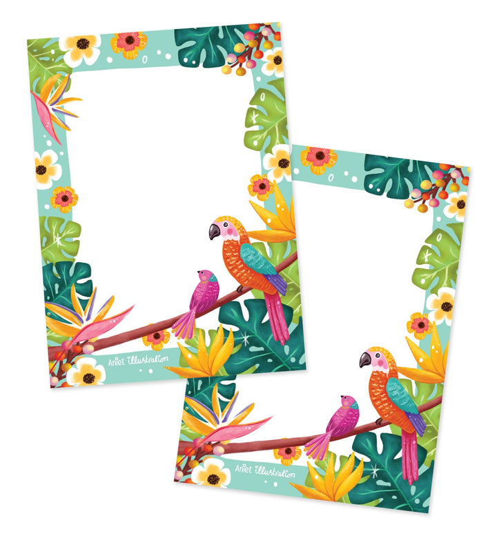 Notitieblok A5 tropische vogels bloemen natuur relax lente