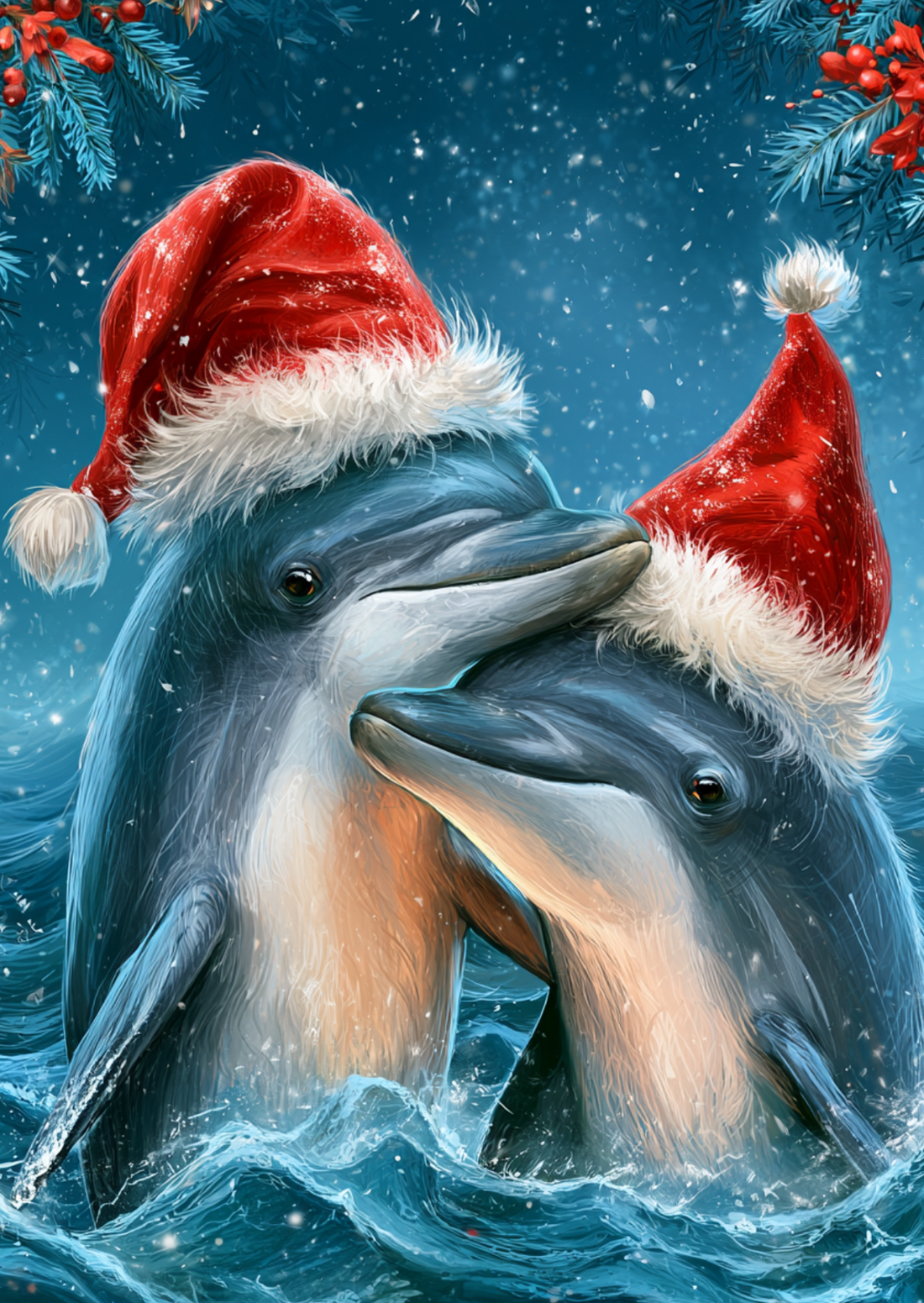 Christmas Cuddles: Dolfijnen | Kaart Fripperies