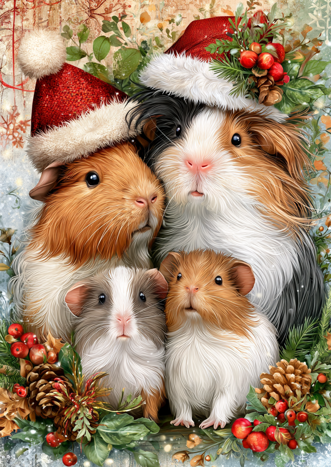 Christmas Cuddles: Cavia's | Kaart Fripperies
