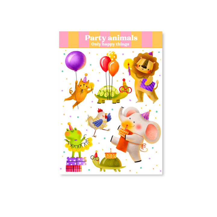 Stickersheet Feestdieren A6 | Stickervel Only Happy Things