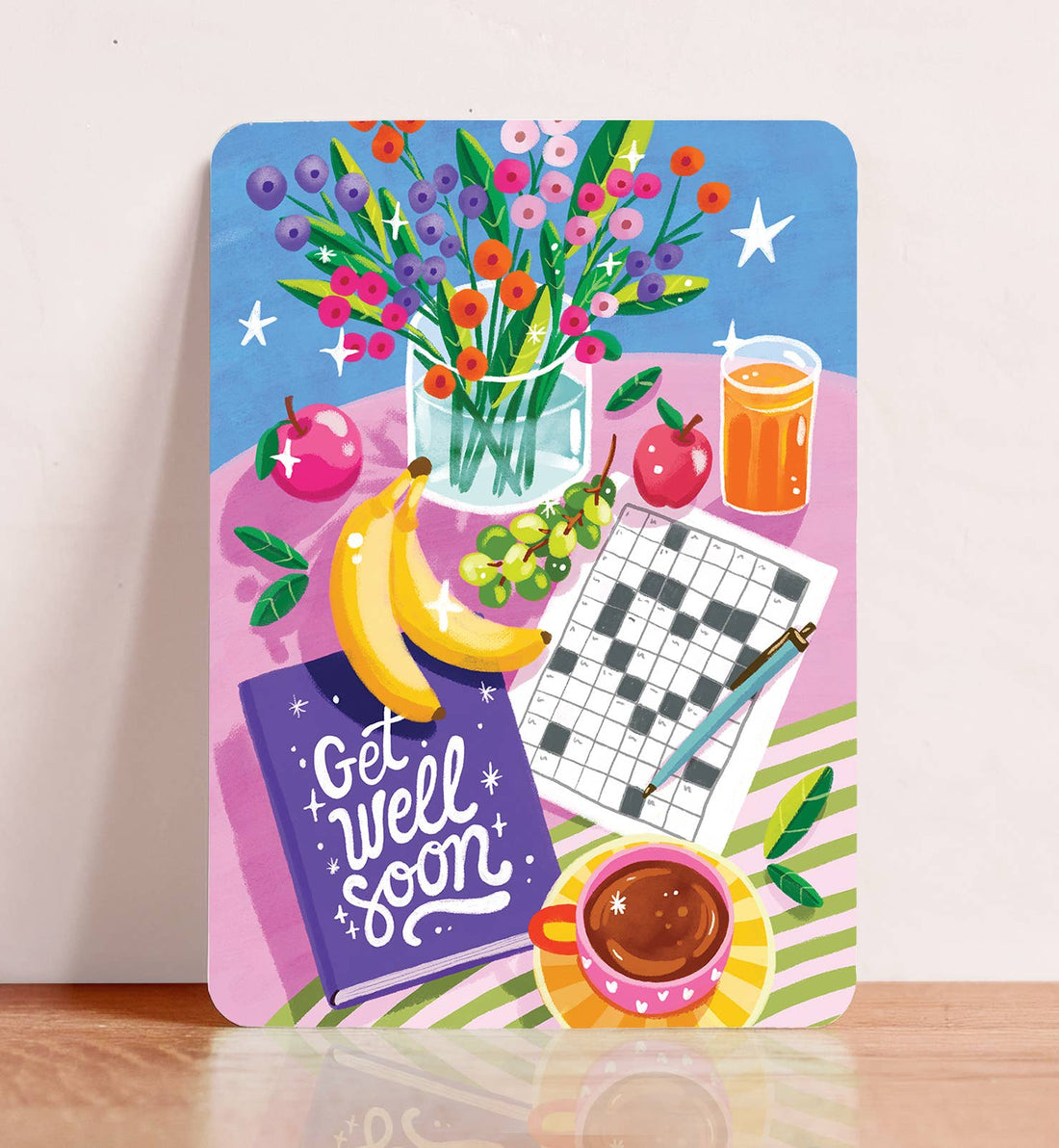 Kaart Get well soon beterschap bloemen fruit | Kaart Aniet Illustration