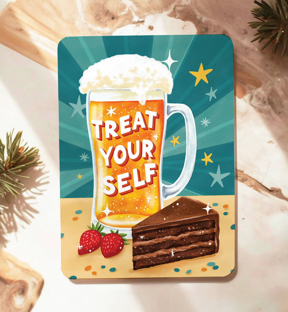 Kaart felicitatie man treat yourself verjaardag | Kaart Aniet Illustration