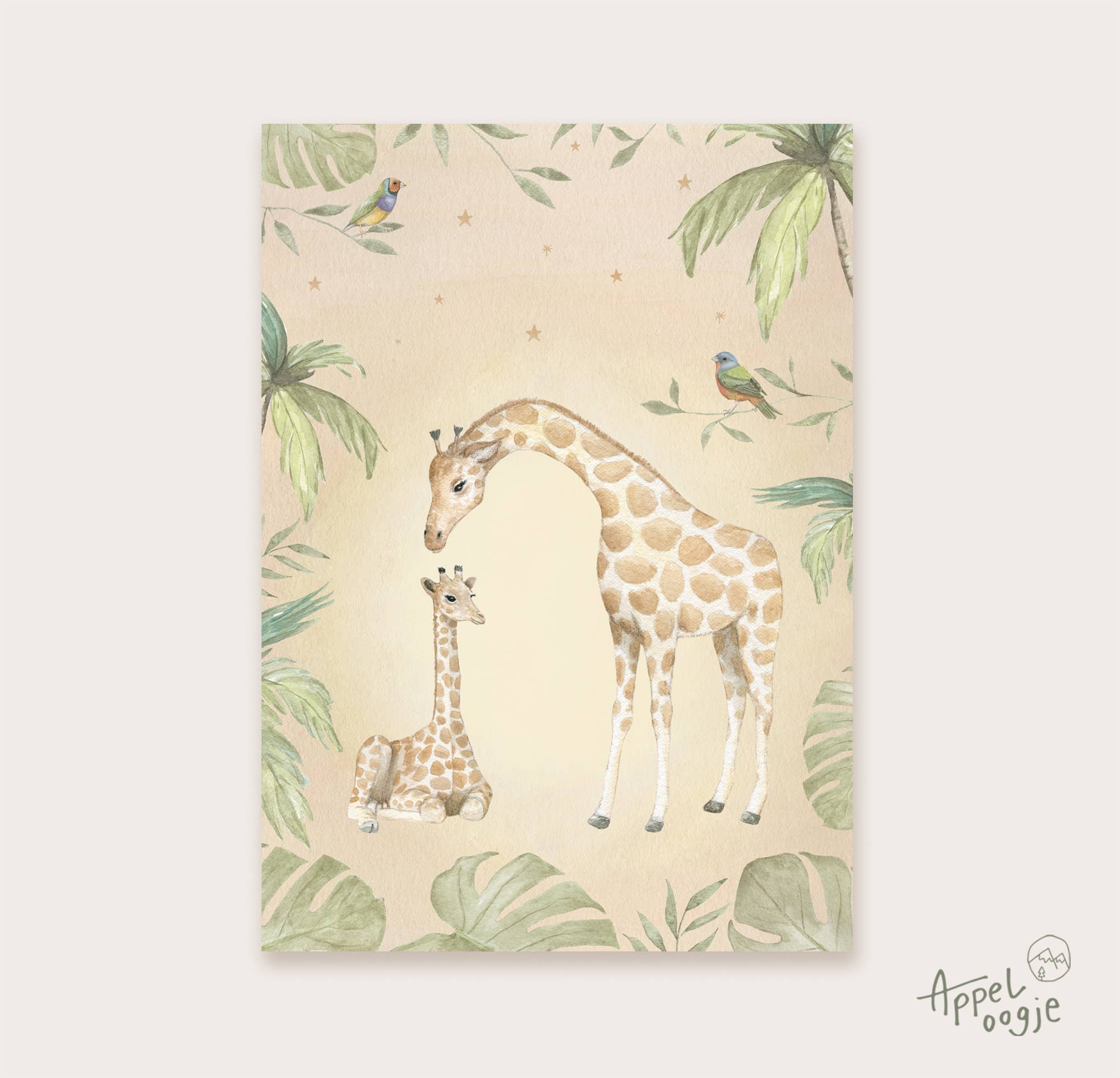 Ansichtkaart tropische giraffen | Kaart Appeloogje