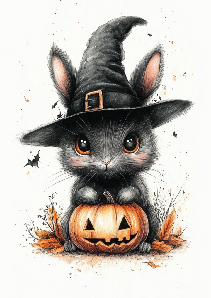 Spooktacular Halloween: Witch Bunny | Kaart Fripperies