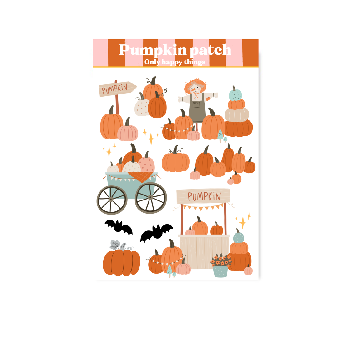 Stickervel Pompoenveld A6 | Stickervel Only Happy Things