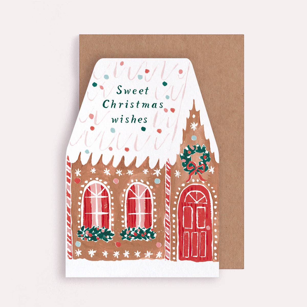 Kerstkaart in de vorm van een peperkoekhuisje | feestdagenkaart | Kerst