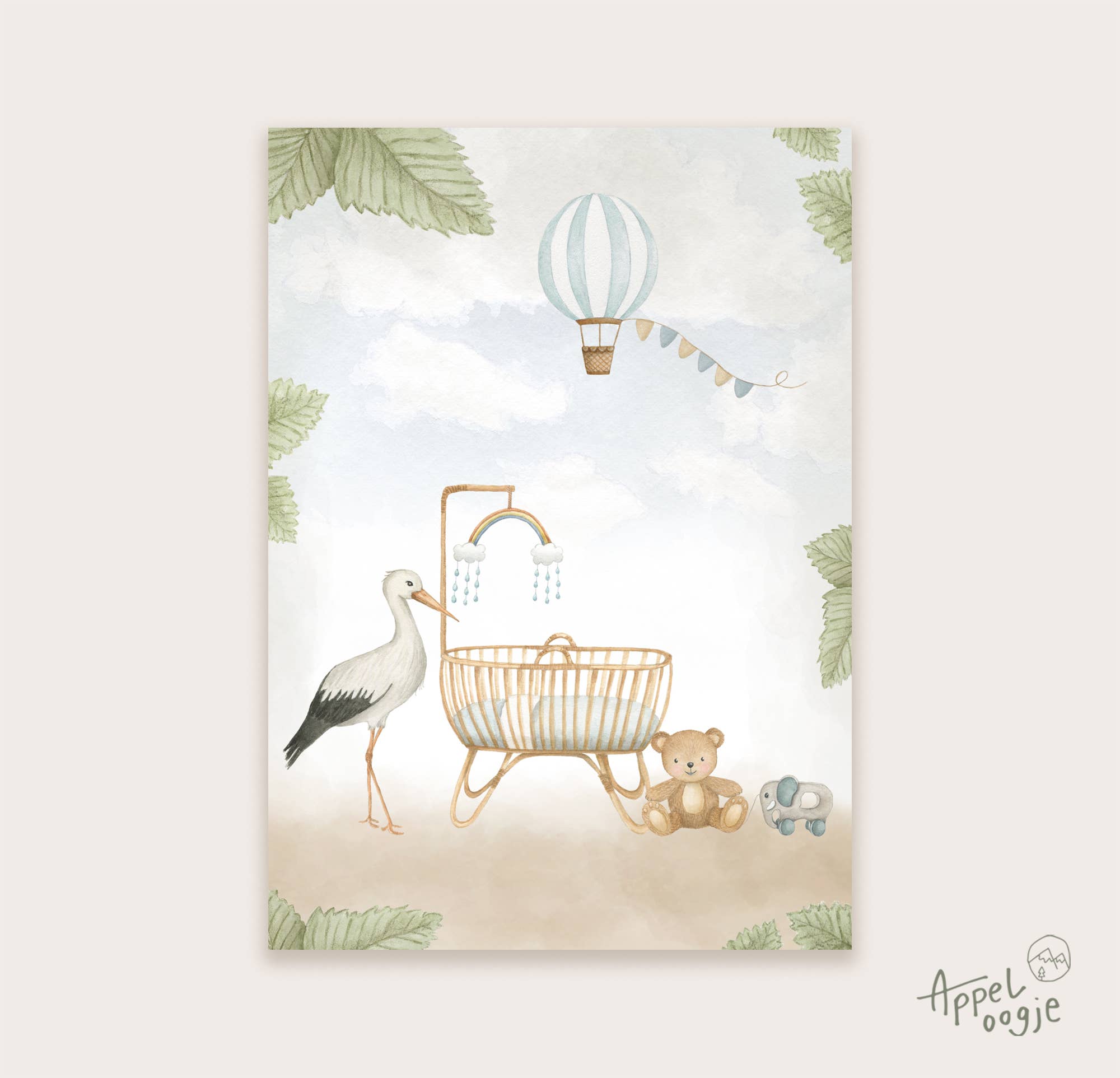 Ansichtkaart baby blauw | Kaart Appeloogje