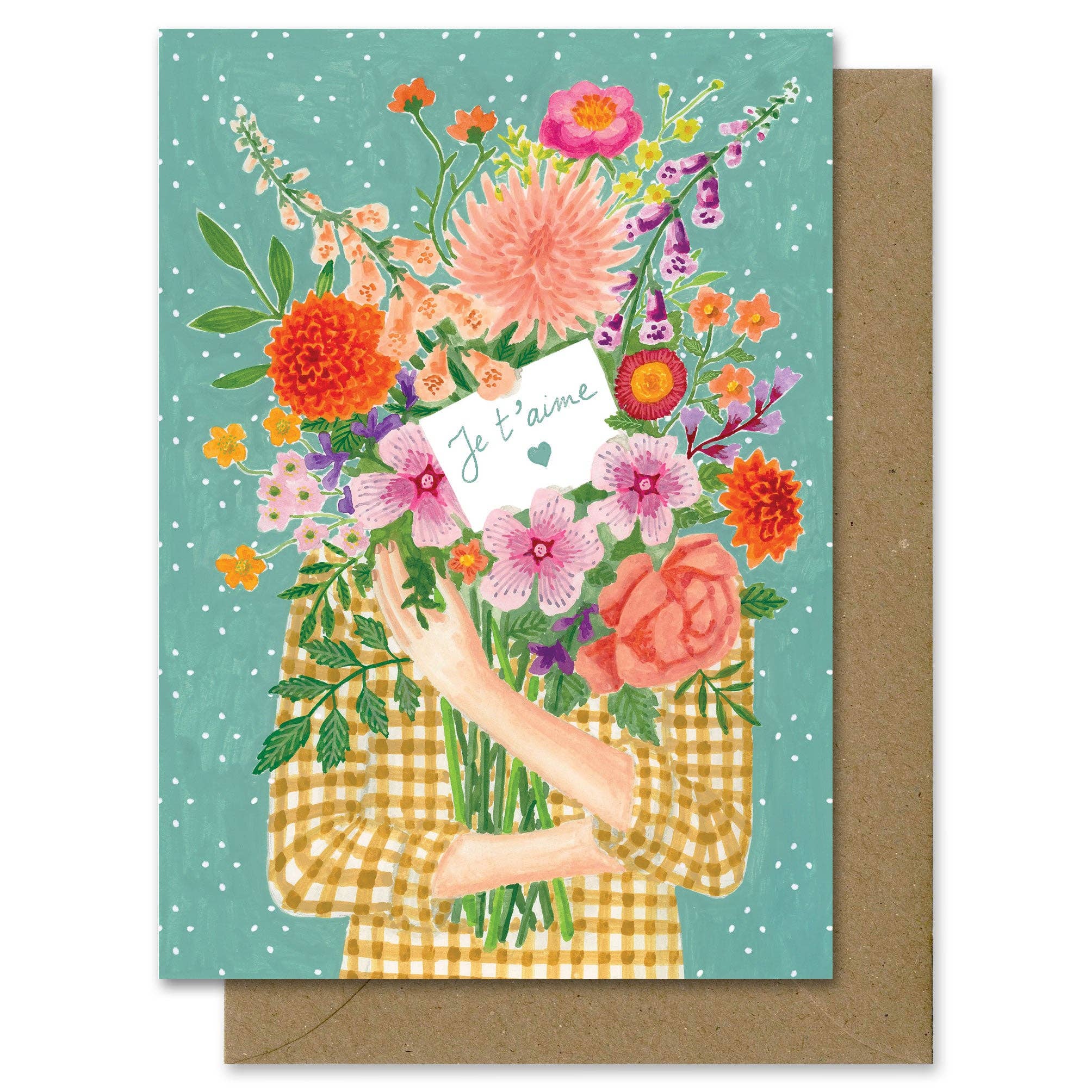Ik hou van jou kaart met bloemen: Zonder envelop