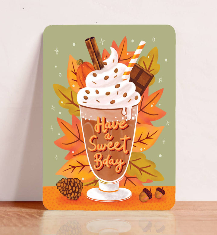 Kaart felicitatie verjaardag herfst cacao | Kaart Aniet Illustration