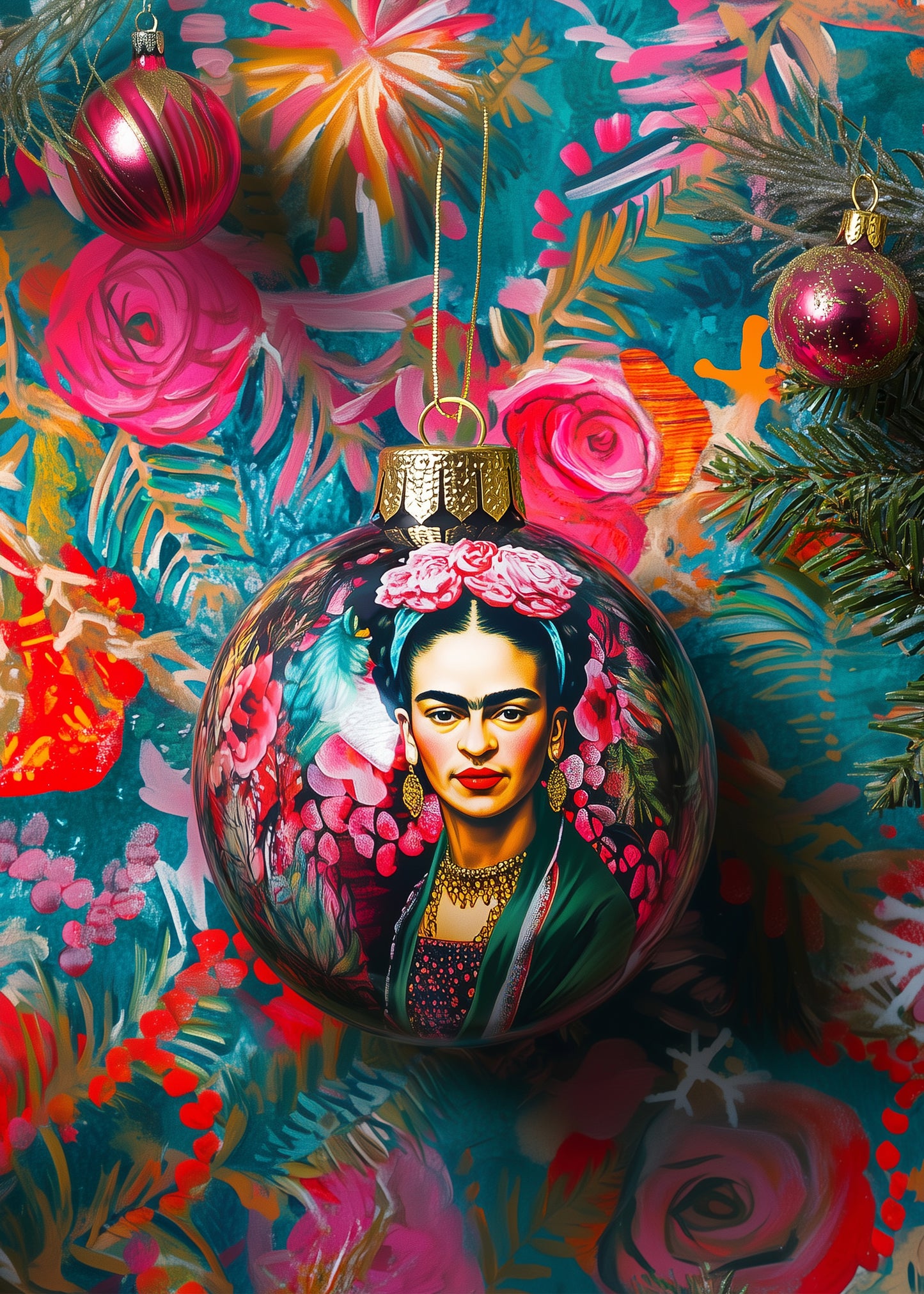 Frida Kahlo: Christmas Ornament  | Kaart Fripperies