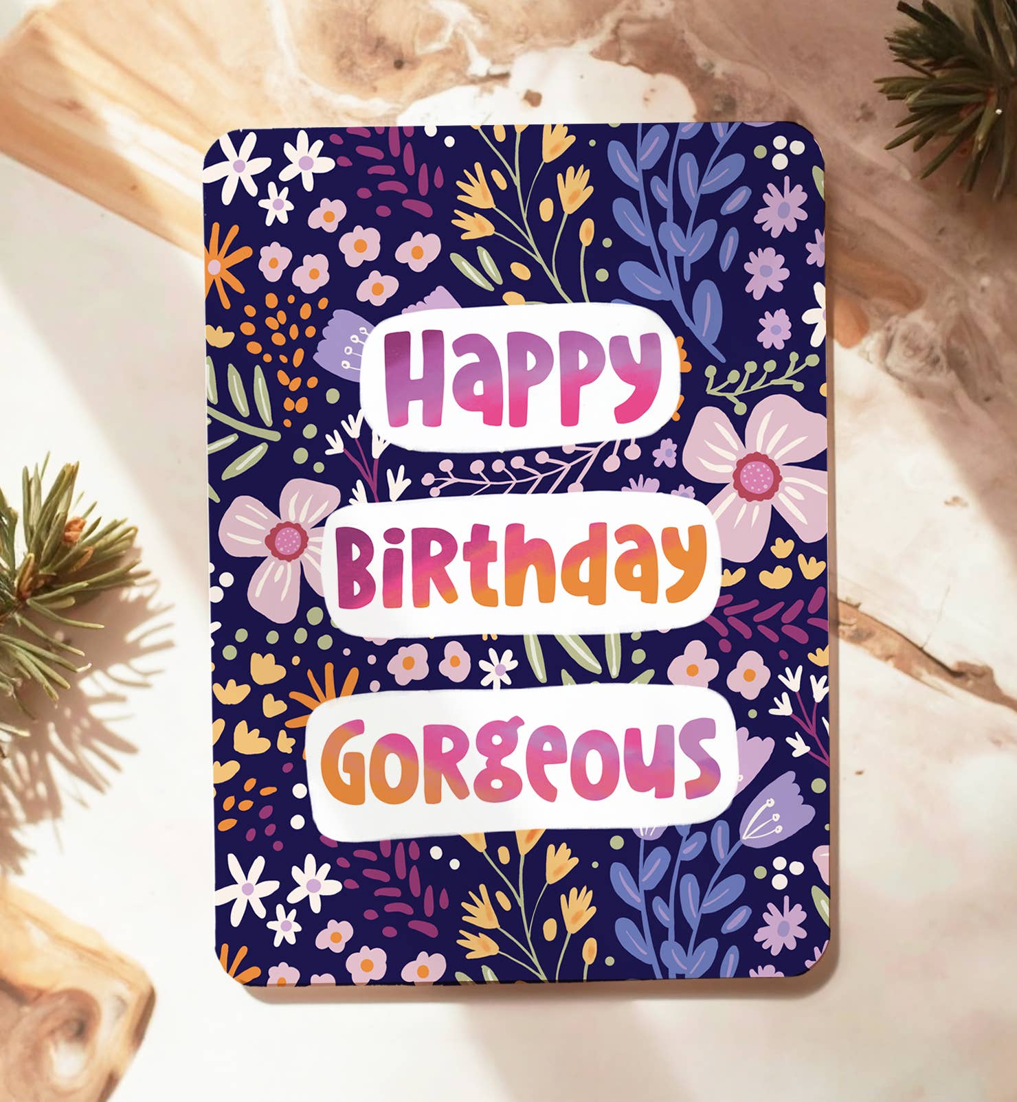 Kaart bloemen lila felicitatie verjaardag vrouw ansichtkaart