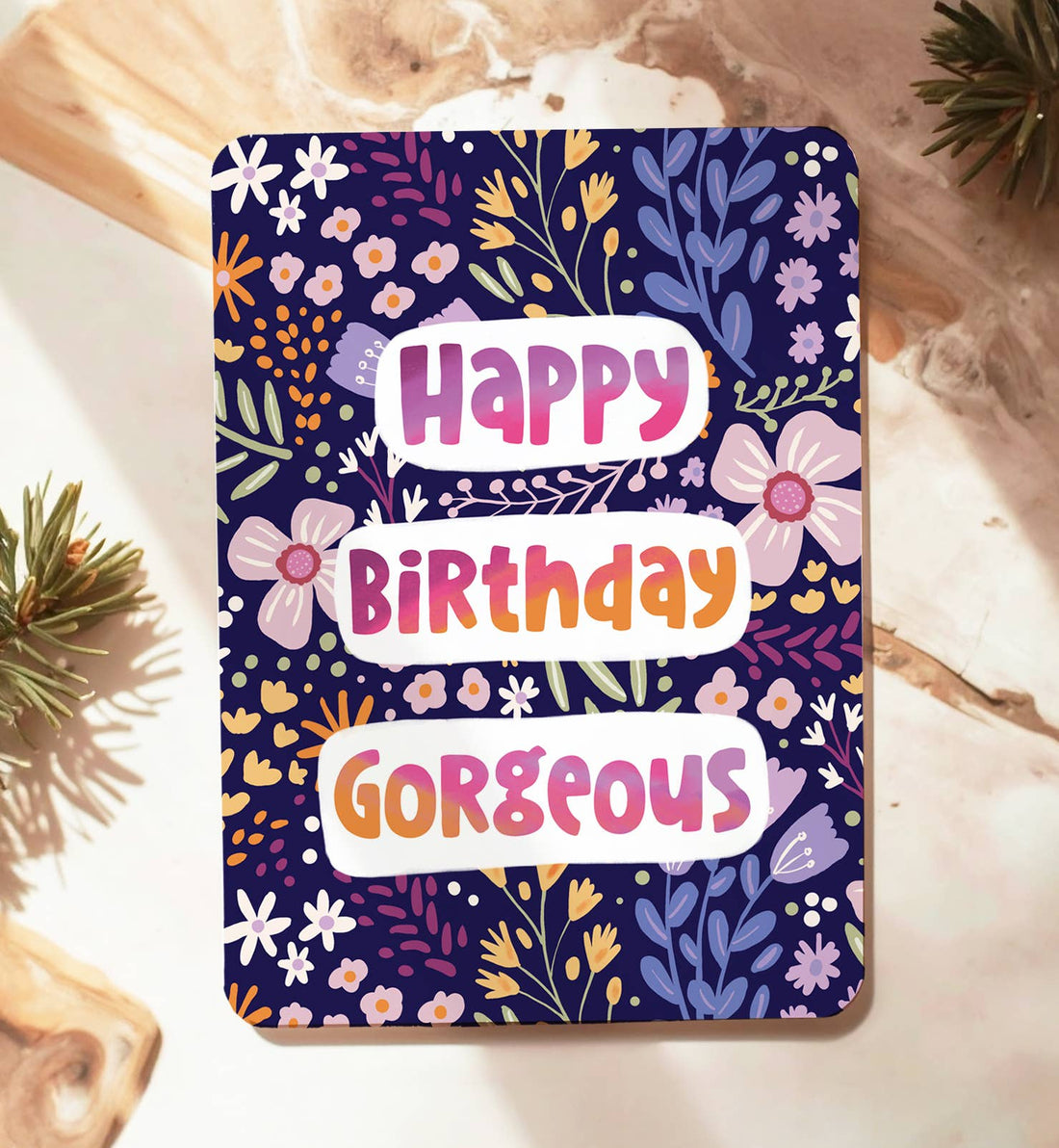 Kaart bloemen lila felicitatie verjaardag vrouw ansichtkaart