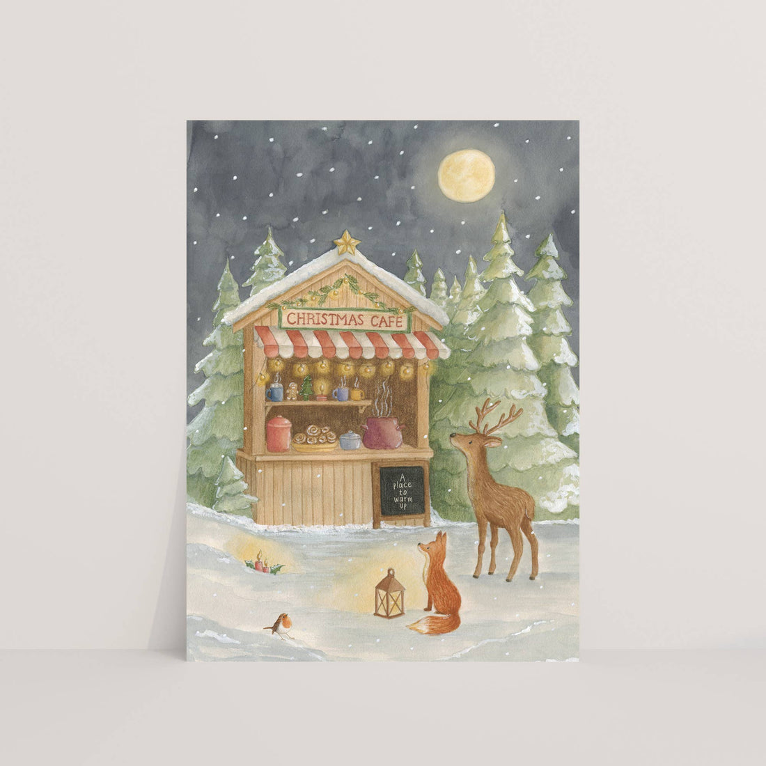 Ansichtkaart "Christmas café" | Kaart Appeloogje