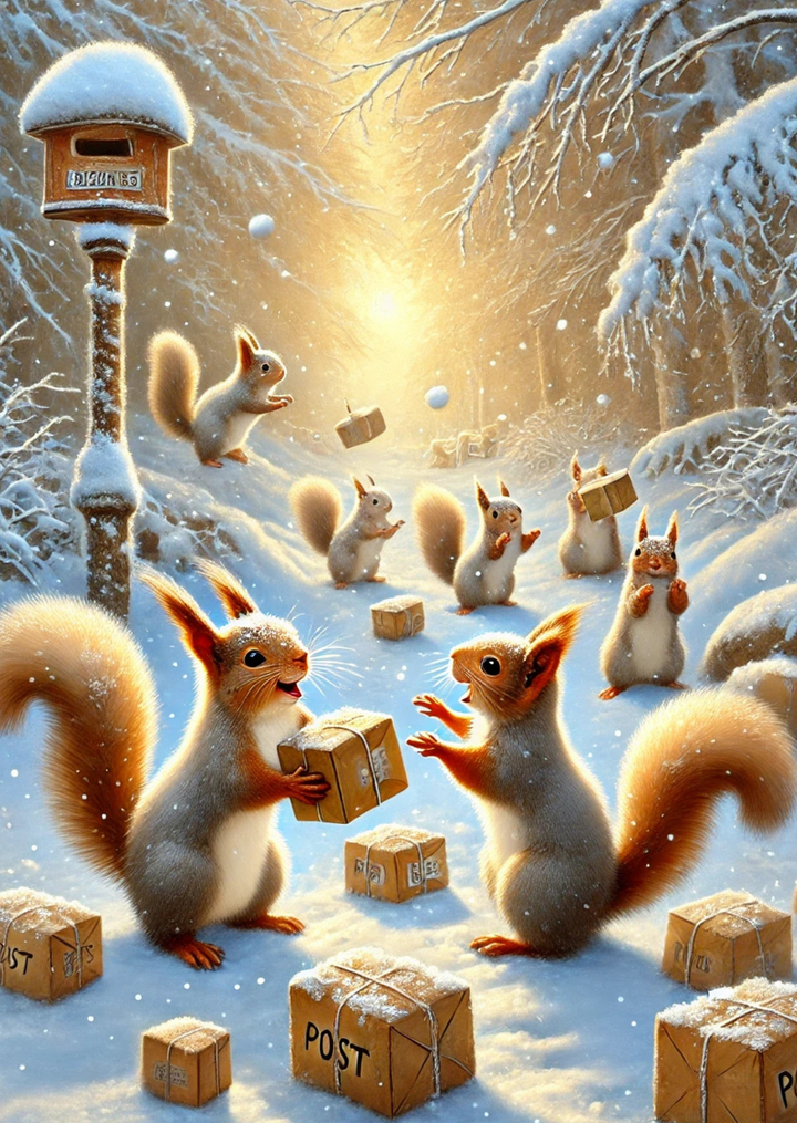 Winter Mail: Squirrels | Kaart Fripperies