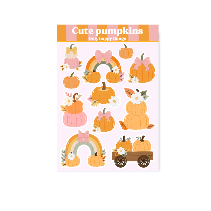 Stickervel schattige pompoenen A6 | Stickervel Only Happy Things