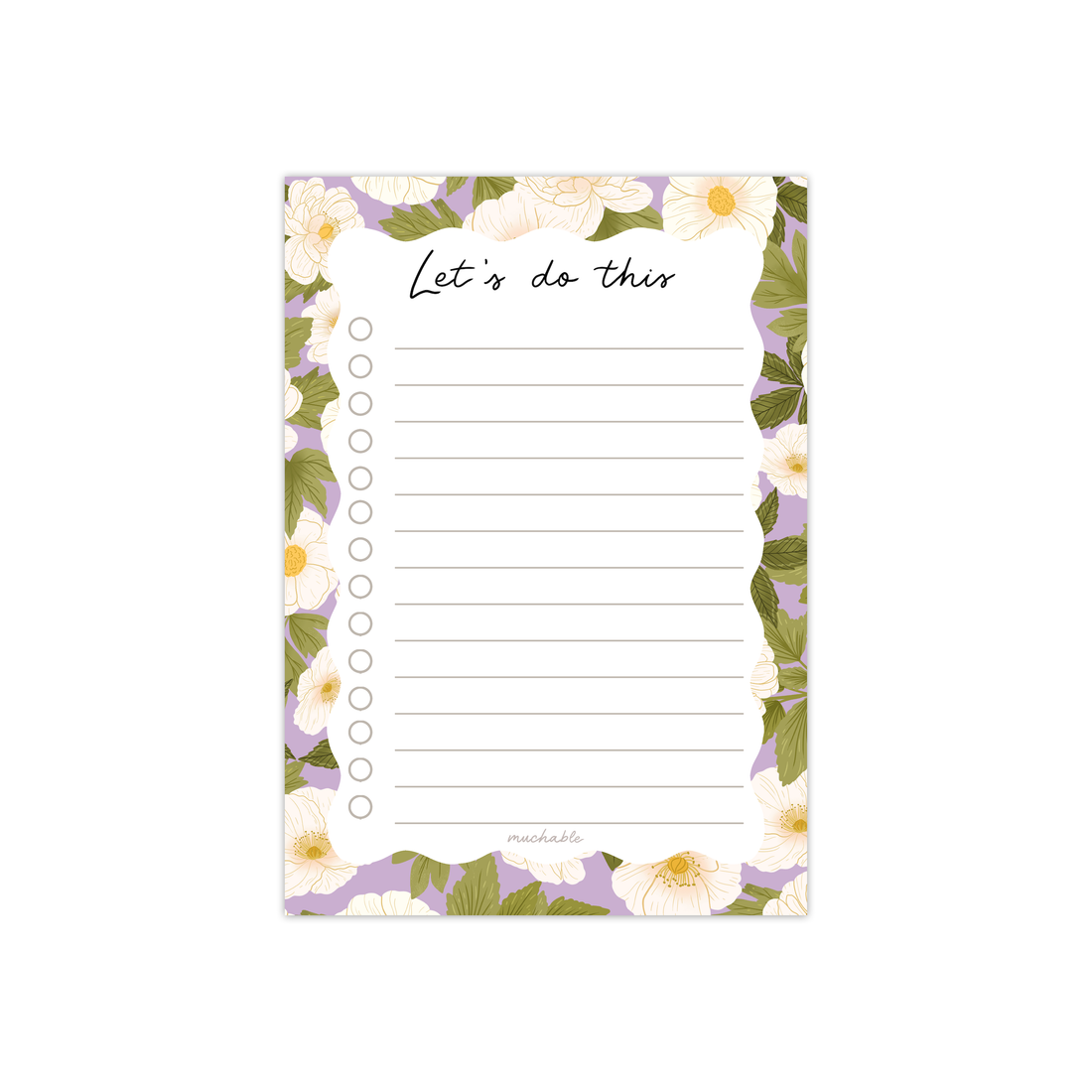 Notitieblok/notepad A6 plans - witte bloemen - let's do this