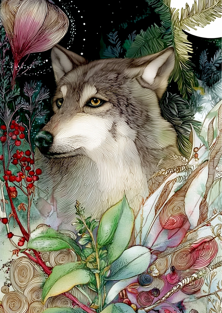 Christmas Woodlands: Wolf | Kaart Fripperies