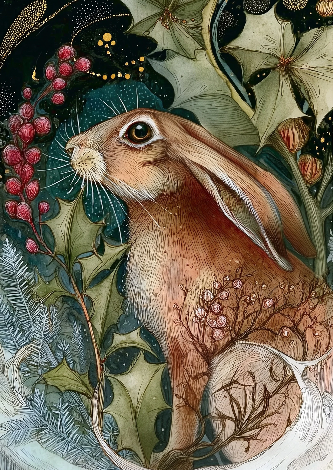 Christmas Woodlands: Konijn (bruin) | Kaart Fripperies