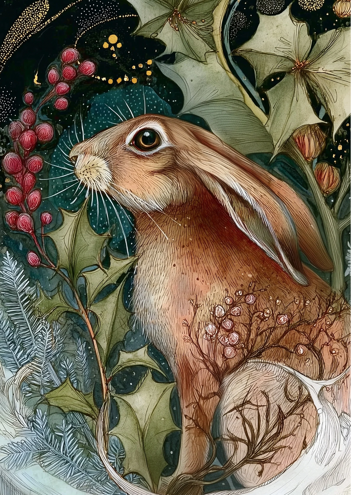 Christmas Woodlands: Konijn (bruin) | Kaart Fripperies