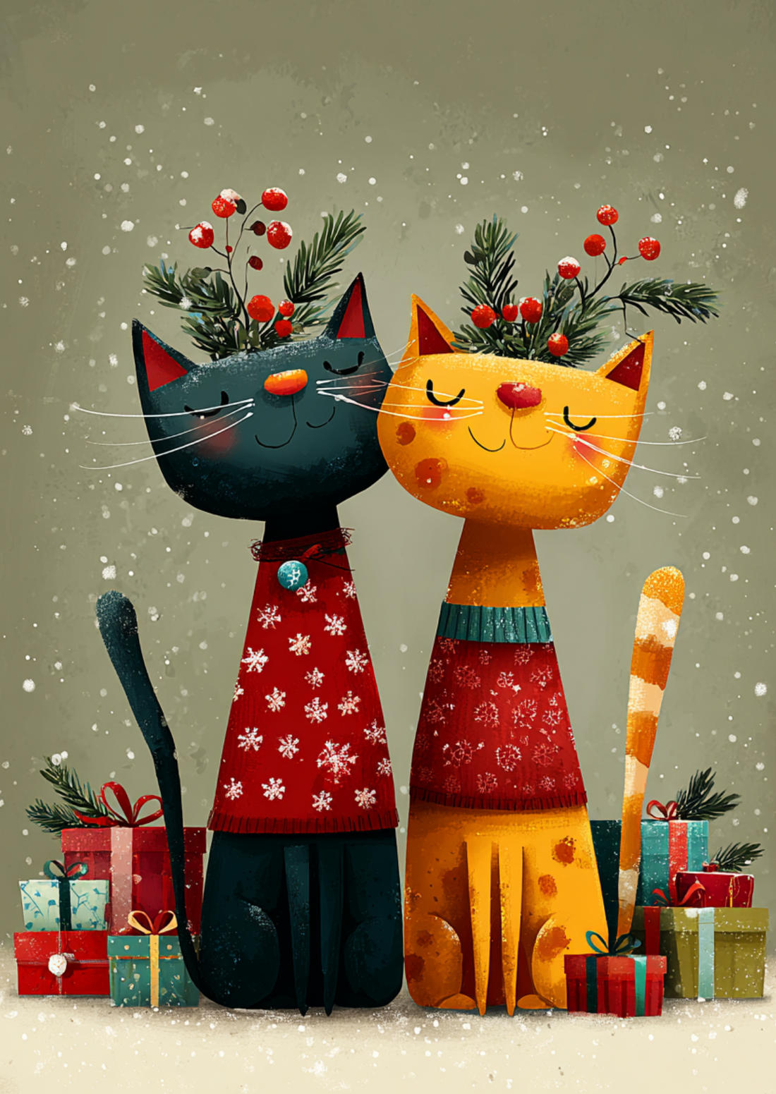 Celebrating Togetherness: Festive Cats | Kaart Fripperies