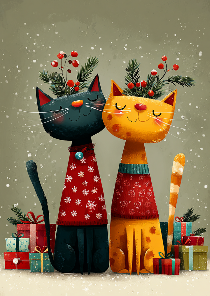 Celebrating Togetherness: Festive Cats | Kaart Fripperies