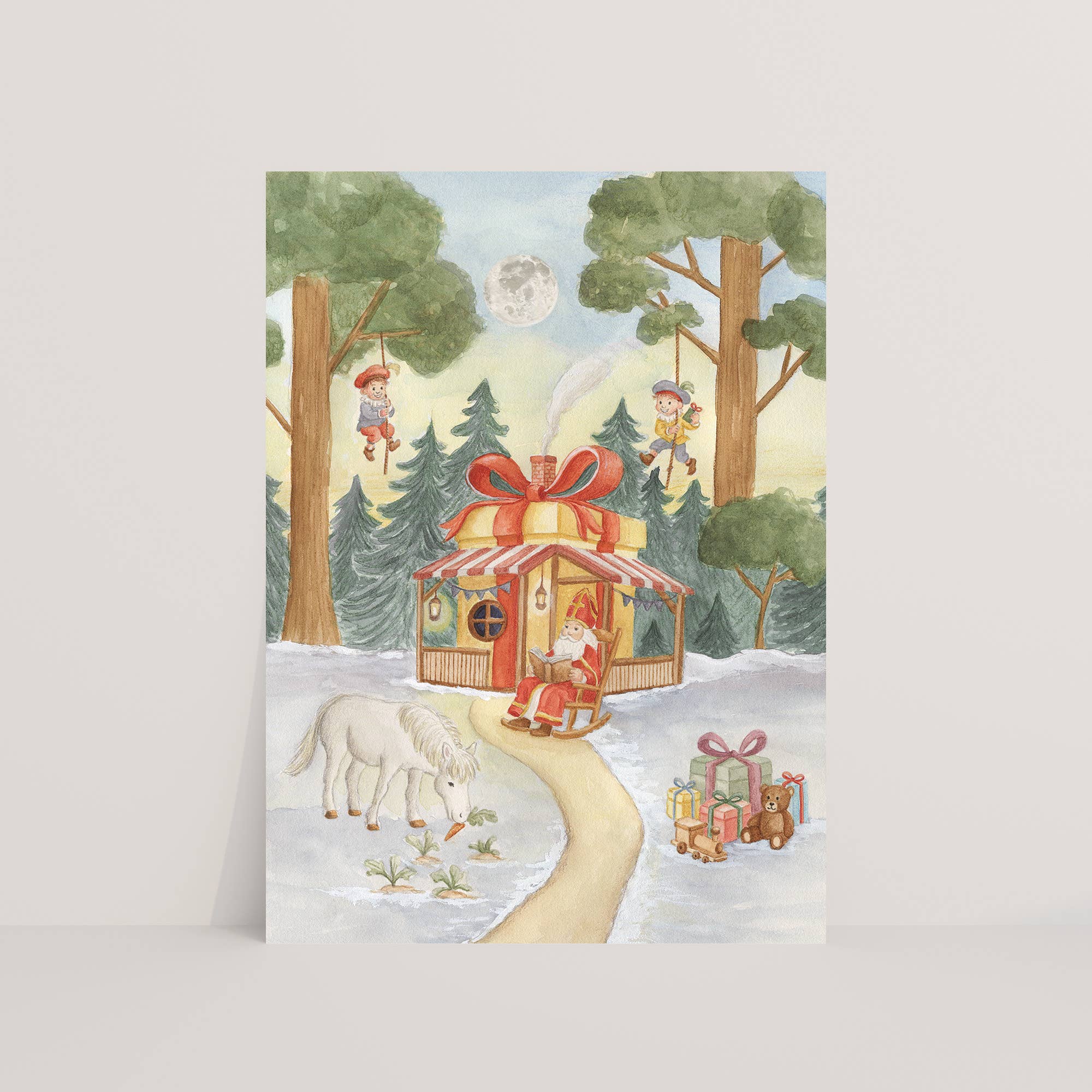 Ansichtkaart Sinterklaas in het bos | Kaart Appeloogje