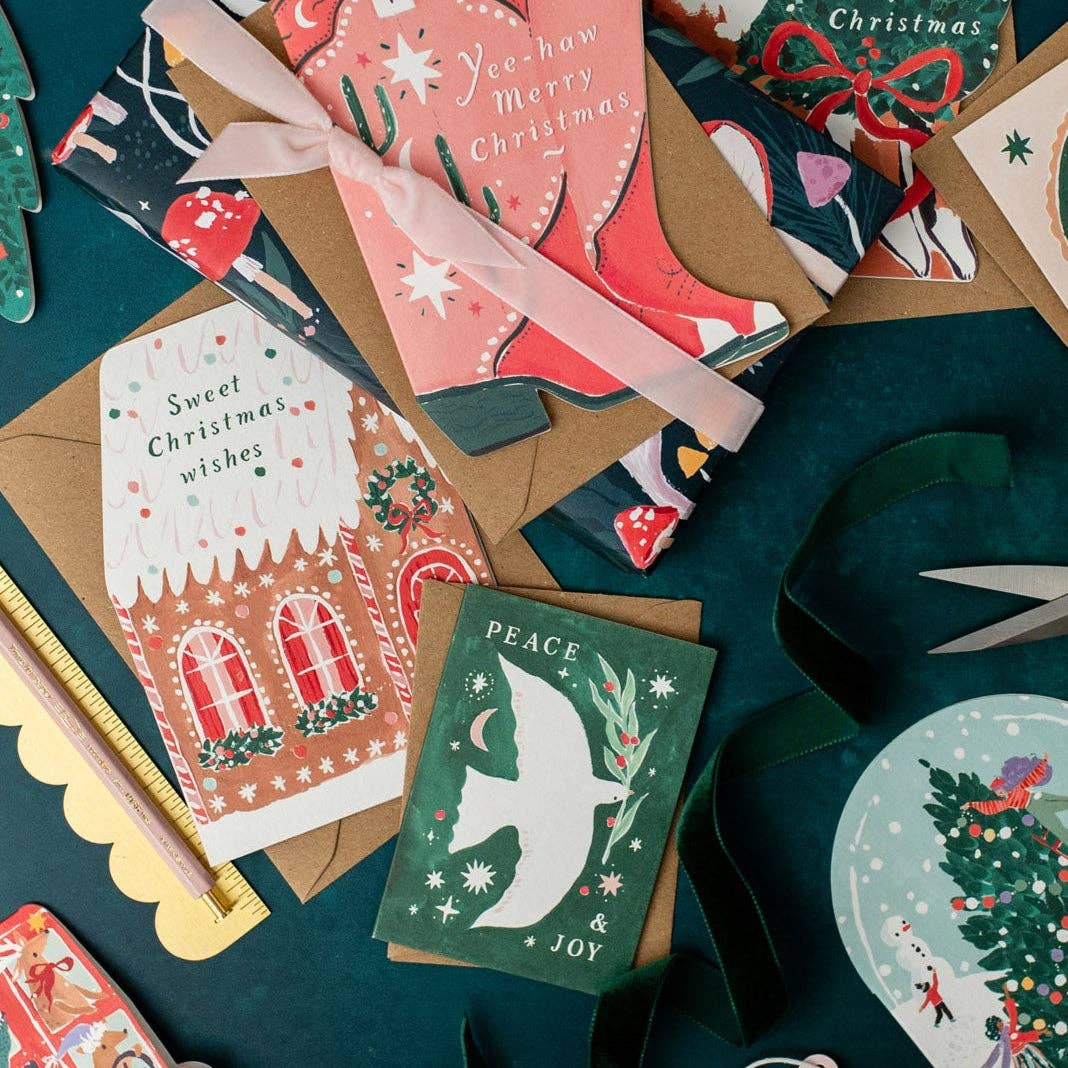 Kerstkaart in de vorm van een peperkoekhuisje | feestdagenkaart | Kerst
