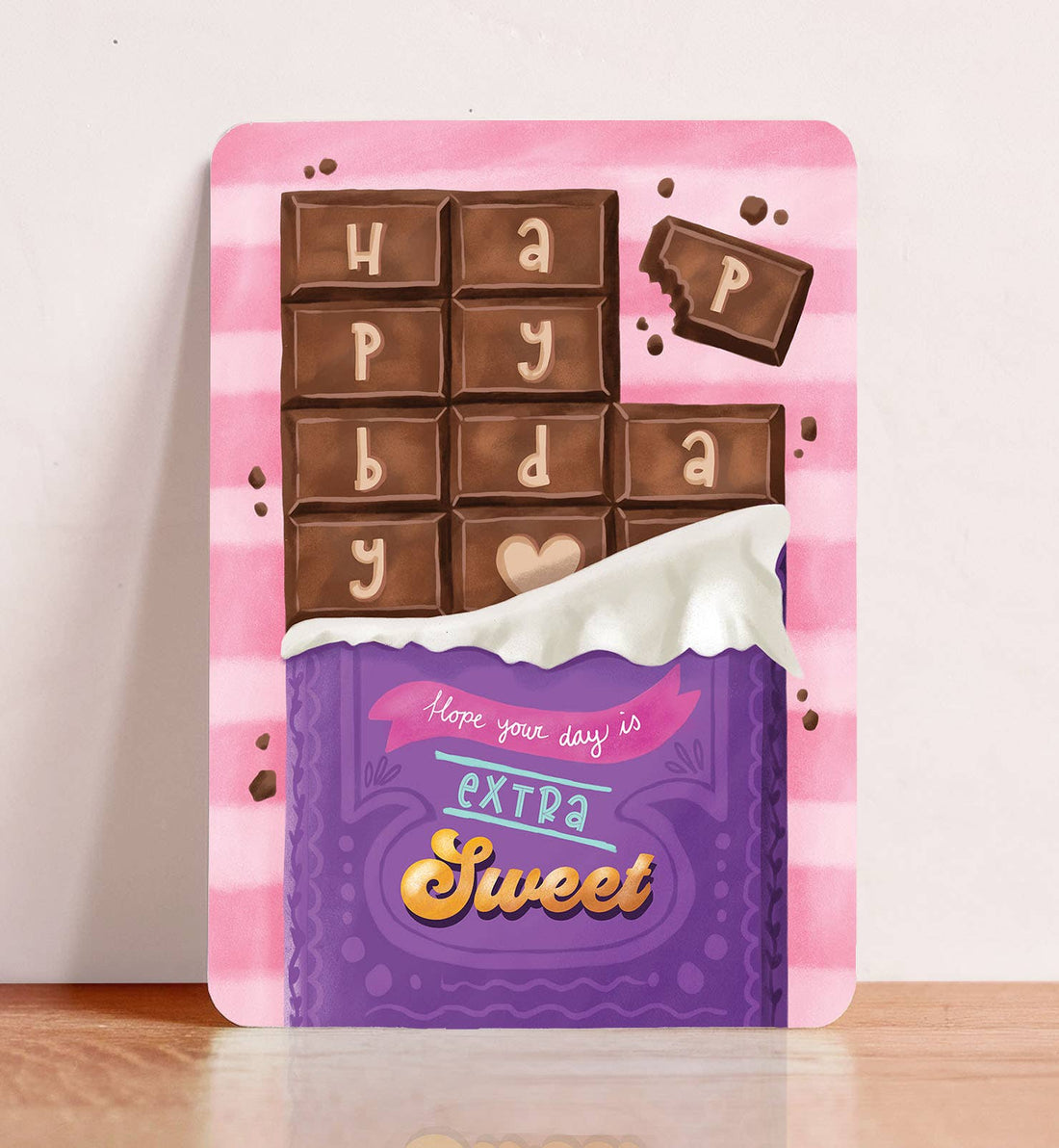 Kaart verjaardag felicitatie chocolade snoep ansichtkaart
