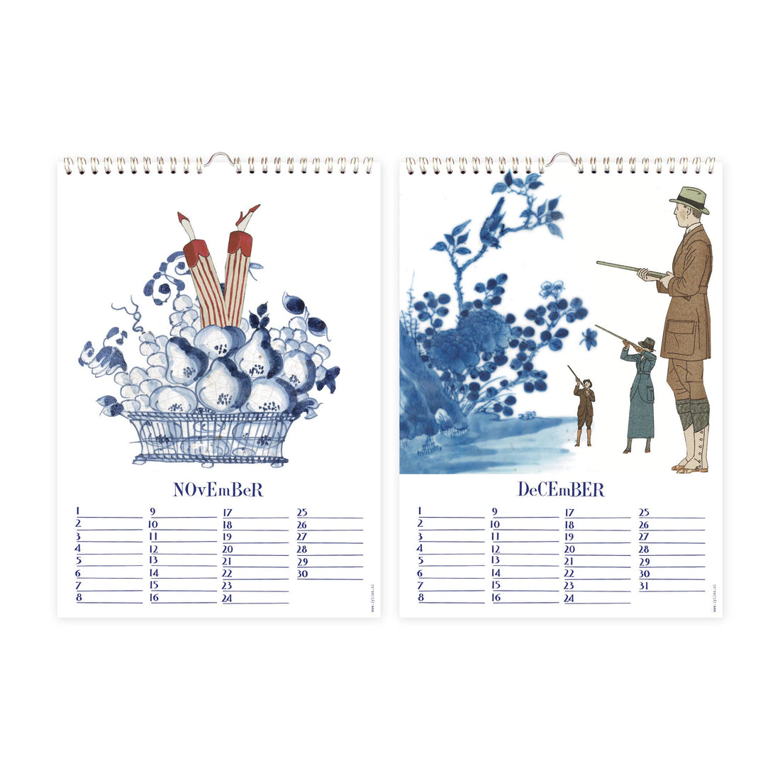 Verjaardagskalender 'Dutch Blue' collages Rijksmuseum A4