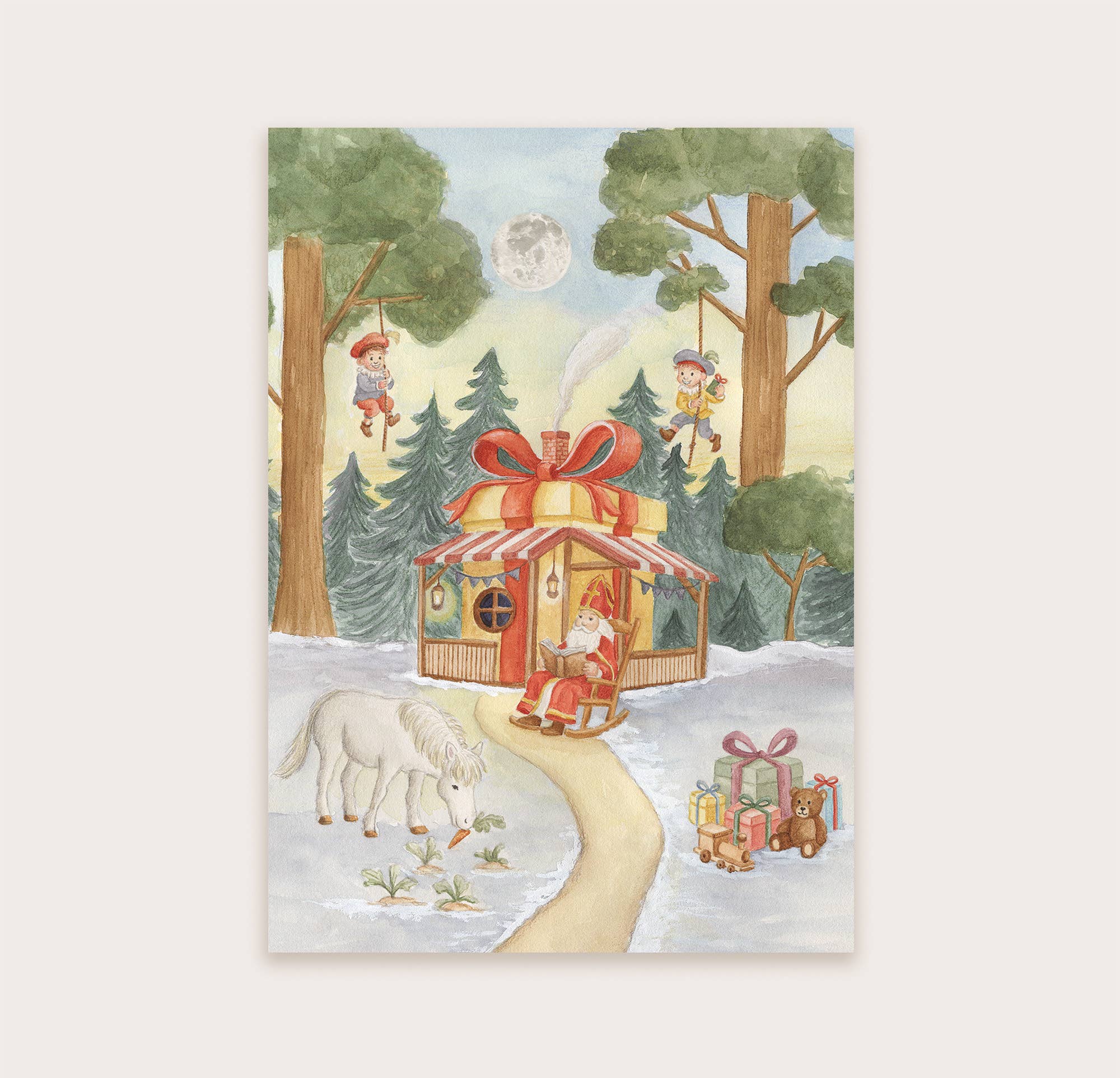 Ansichtkaart Sinterklaas in het bos | Kaart Appeloogje