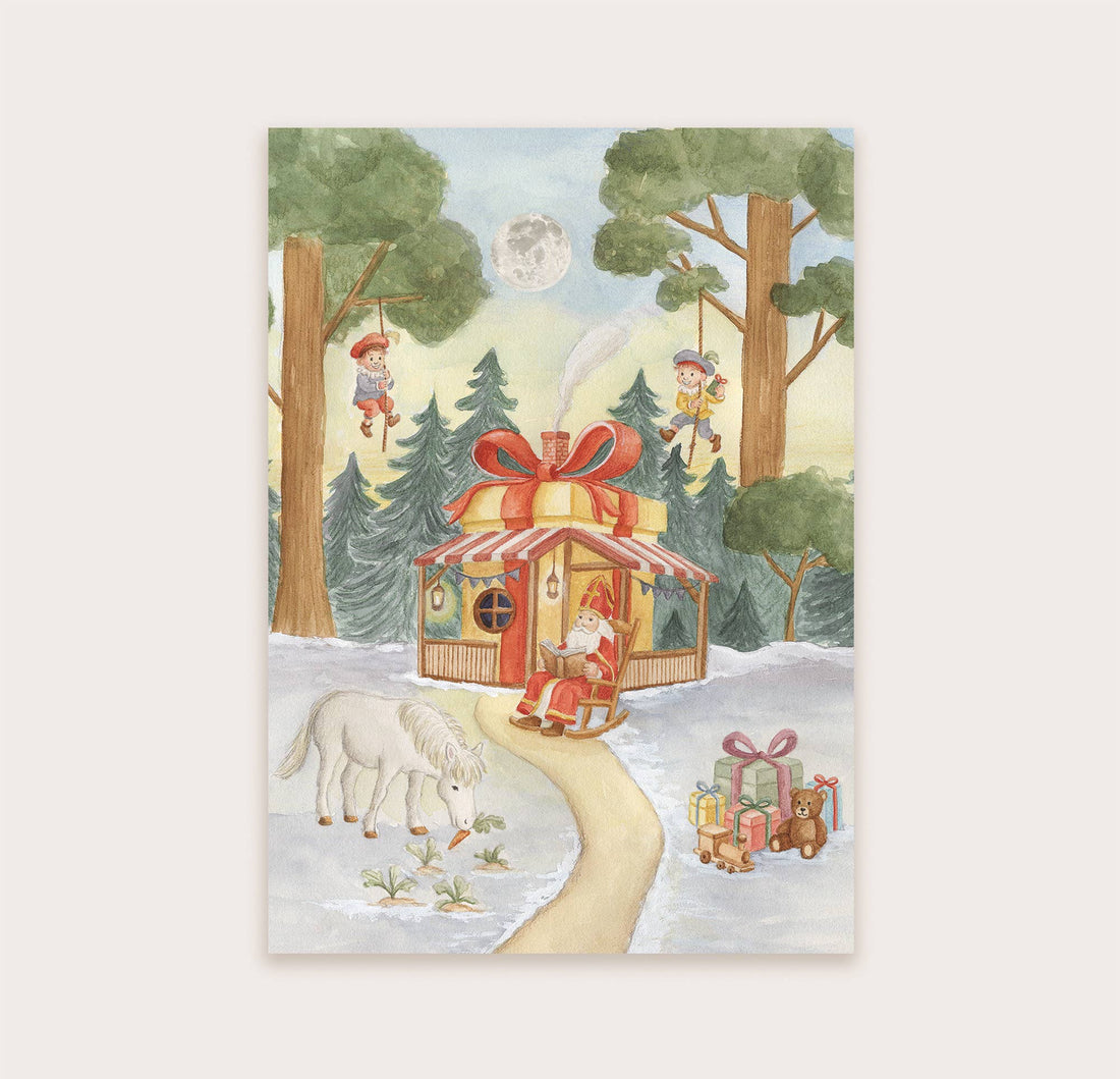 Ansichtkaart Sinterklaas in het bos | Kaart Appeloogje