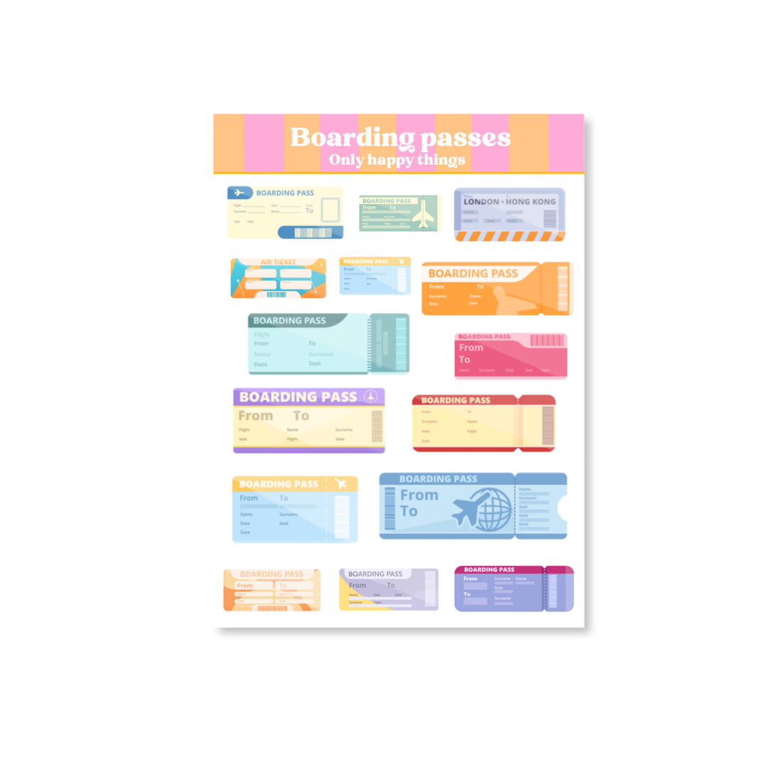Stickersheet Instapkaarten A6 | Stickervel Only Happy Things