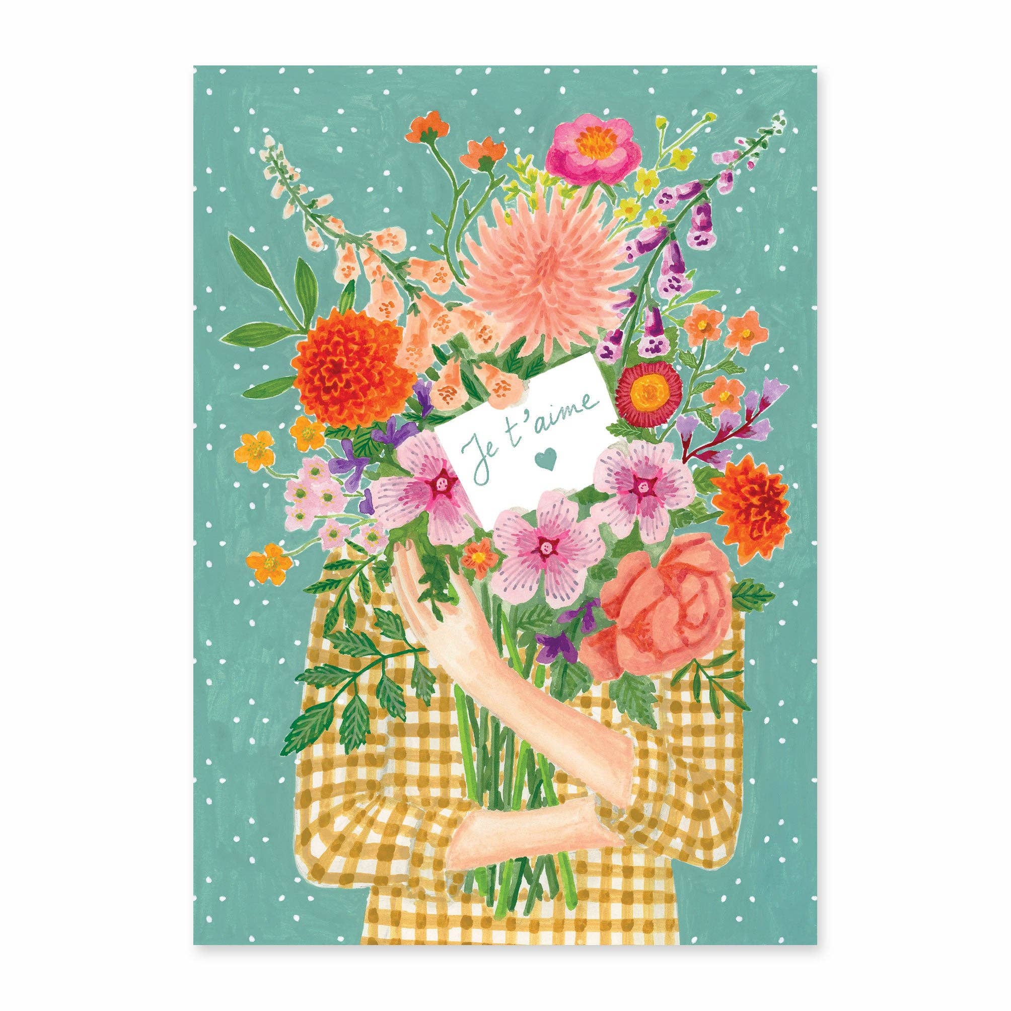 Ik hou van jou kaart met bloemen: Zonder envelop