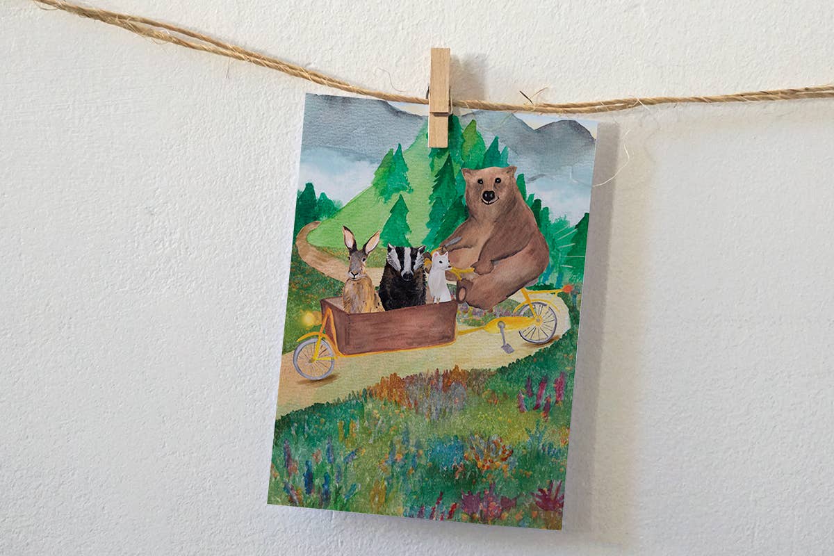 Kaart Beer op bakfiets in de bergen | Kaart Lotte Drouen