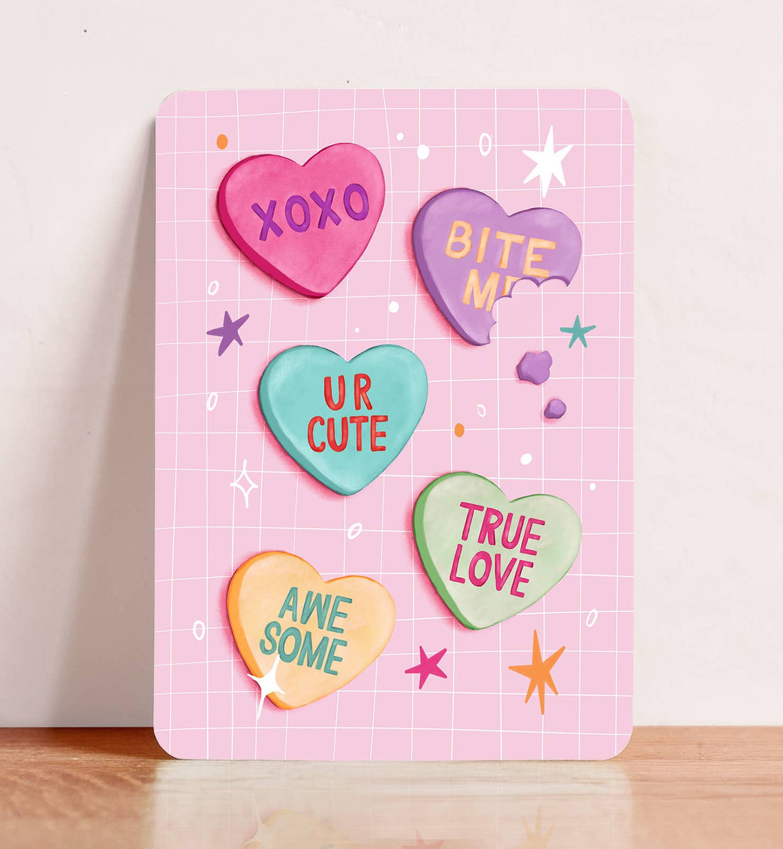 Kaart liefde valentijn snoep hartjes zoet ansichtkaart