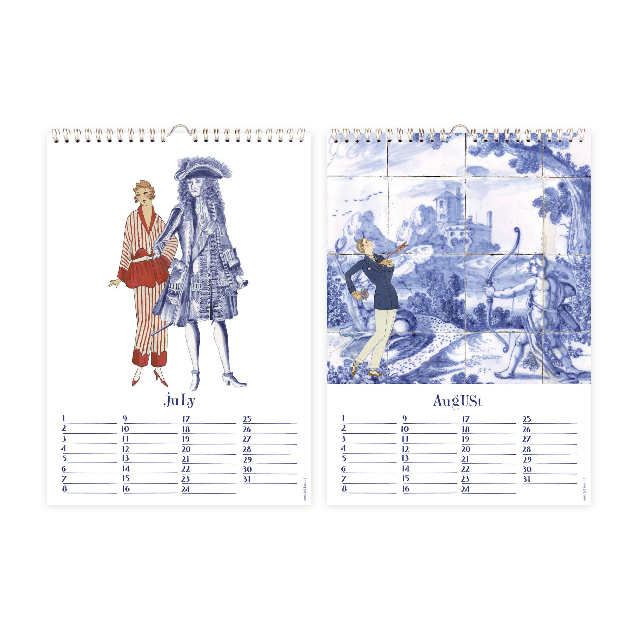 Verjaardagskalender 'Dutch Blue' collages Rijksmuseum A4