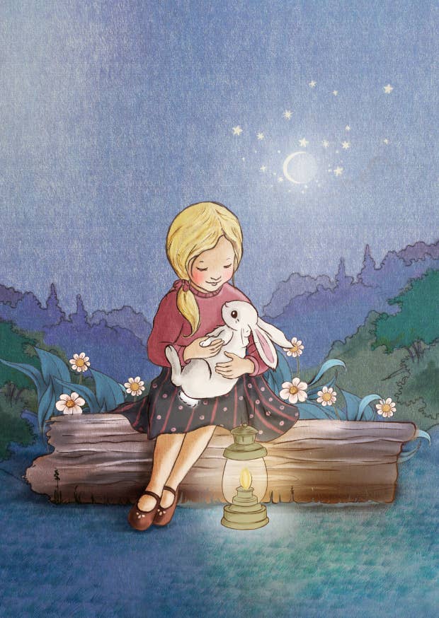 Ansichtkaart Nachtkonijn | Kaart Belle & Boo