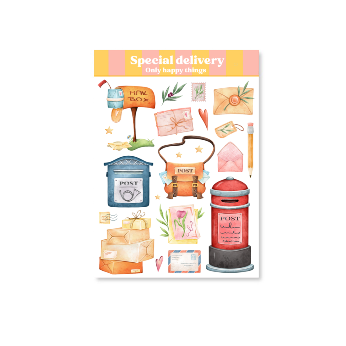 Stickersheet Special delivery A6 | Stickervel Only Happy Things