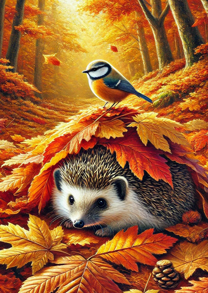 Autumn Season: de Egel en de Vogel | Kaart Fripperies