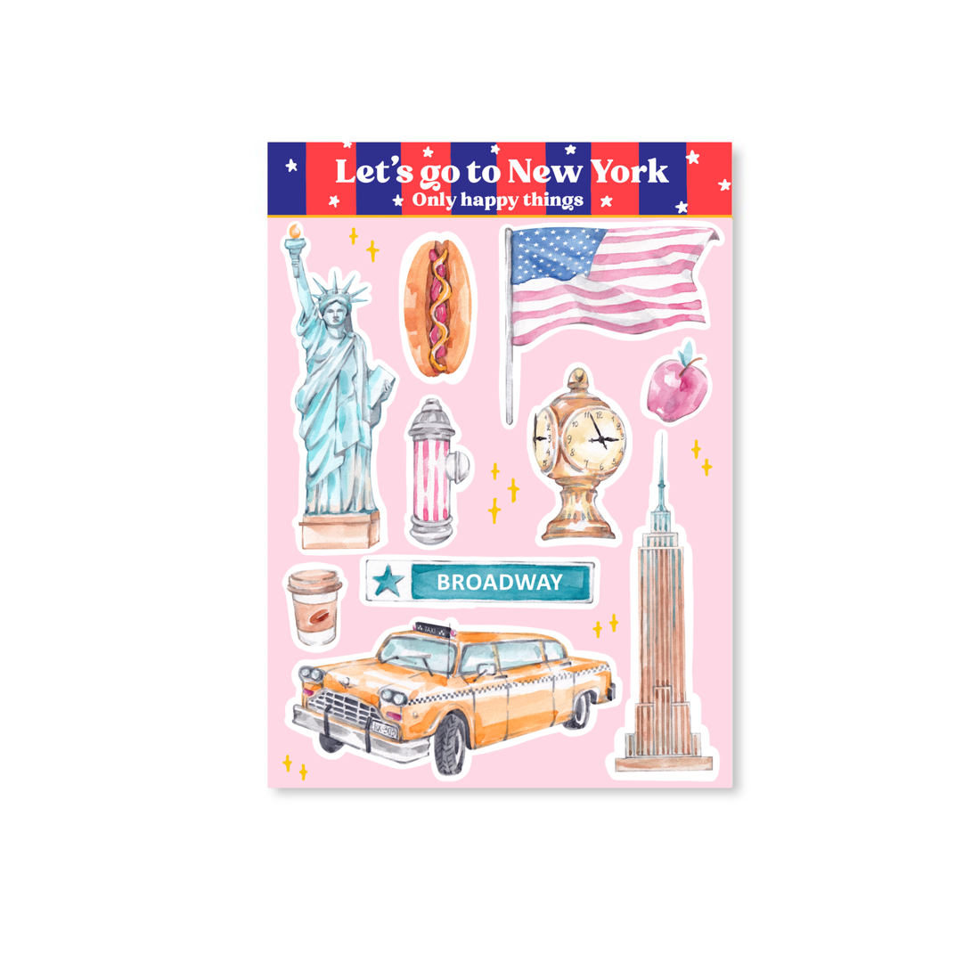 Stickersheet Laten we naar New York gaan A6 | Stickervel Only Happy Things