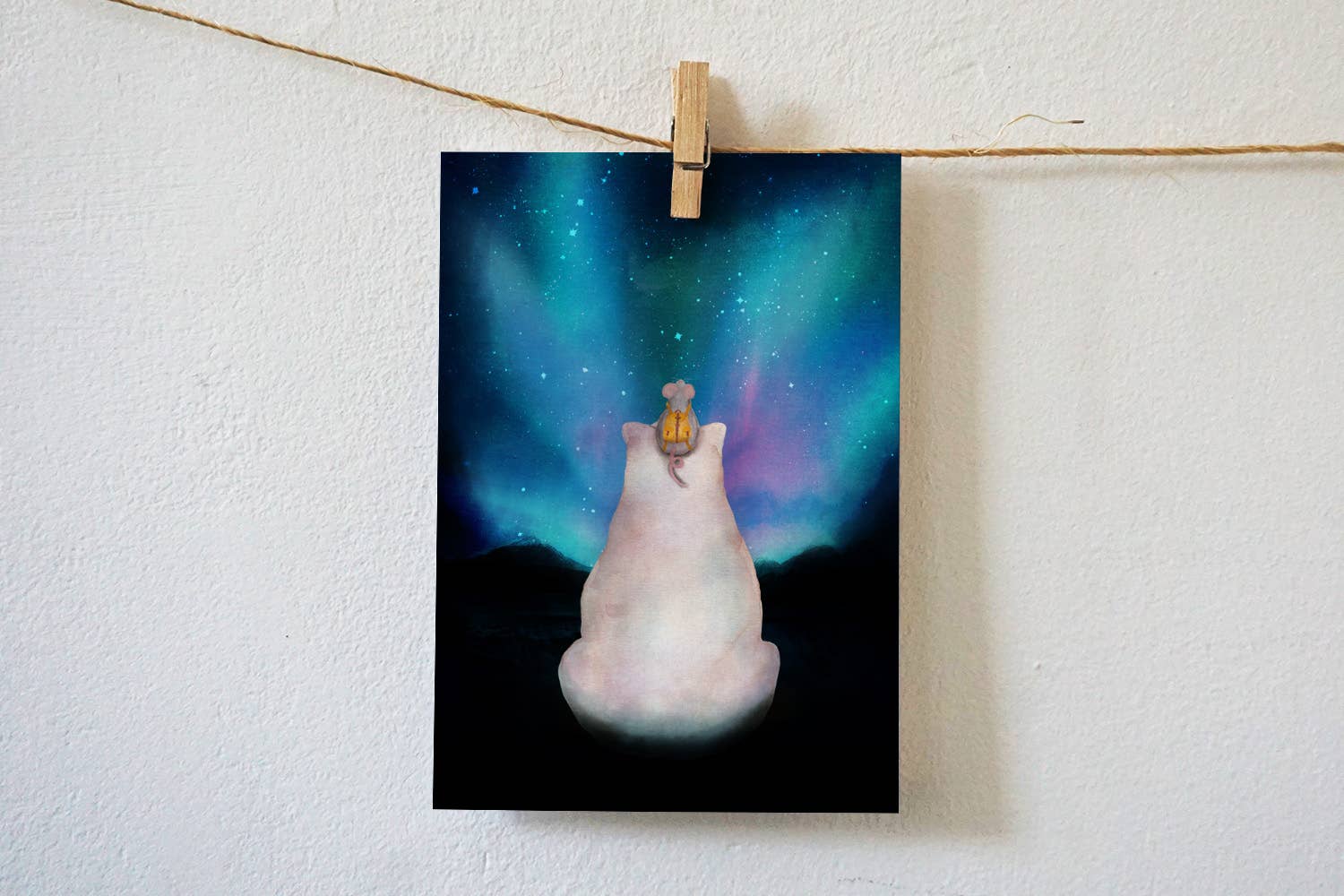 Kaart IJsbeer en noorderlicht | Kaart Lotte Drouen