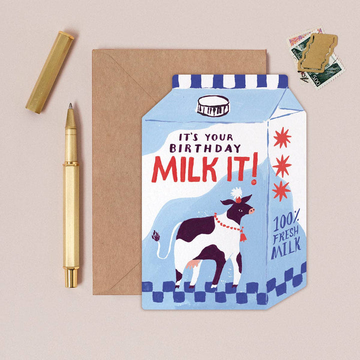 Milk It-verjaardagskaart | Grappige woordspeling-verjaardagskaarten