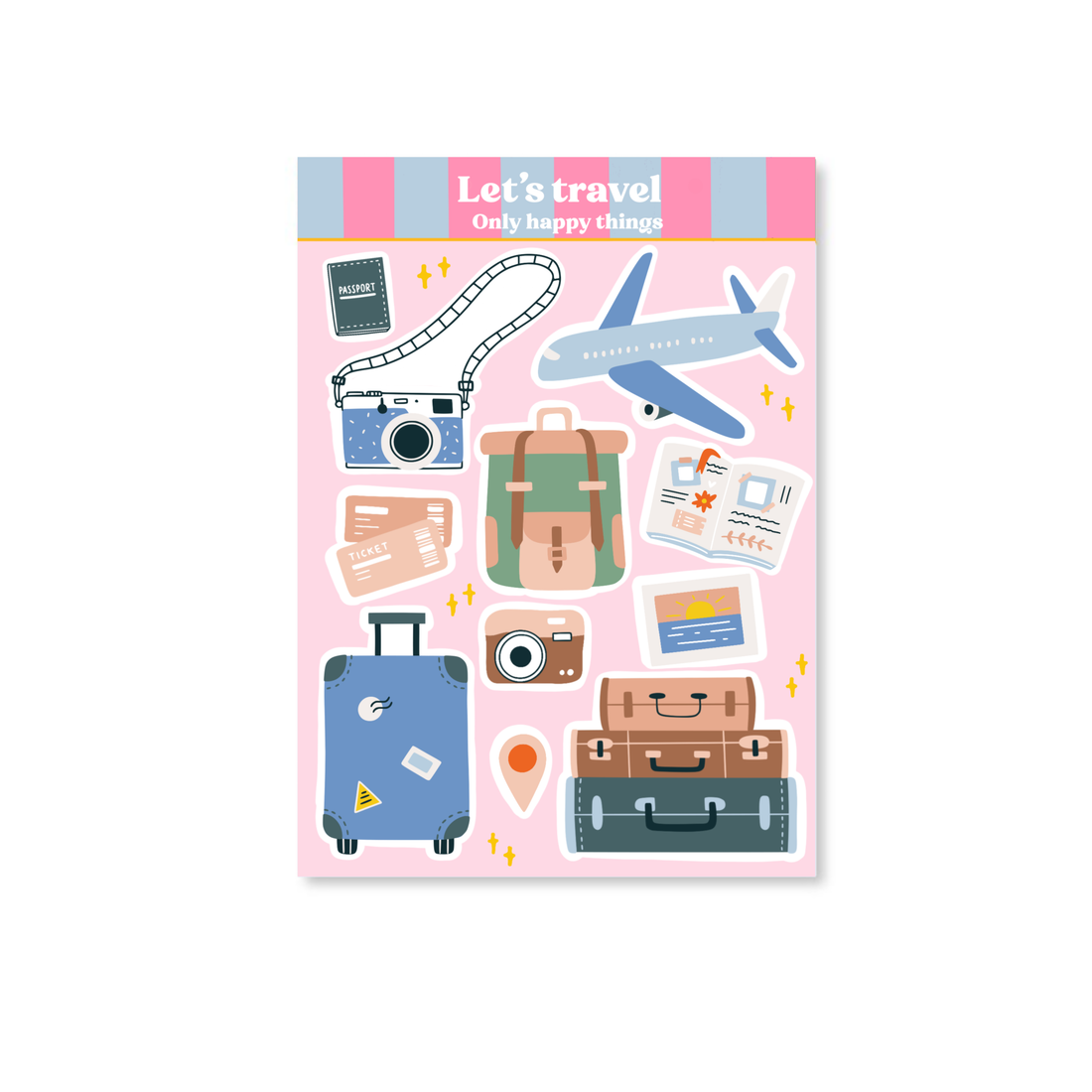Stickersheet Laten we reizen A6 | Stickervel Only Happy Things