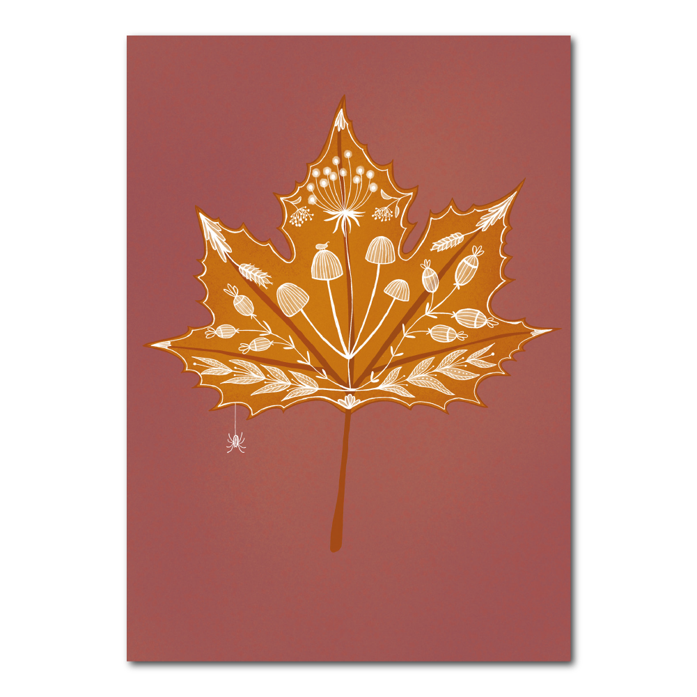 Herfstblad met tekening | Kaart Studio Kvinna