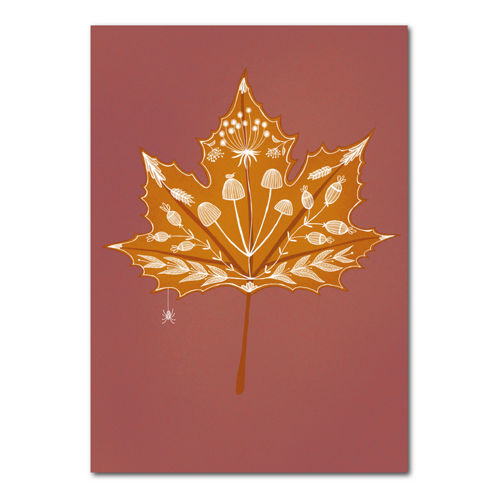 Herfstblad met tekening | Kaart Studio Kvinna