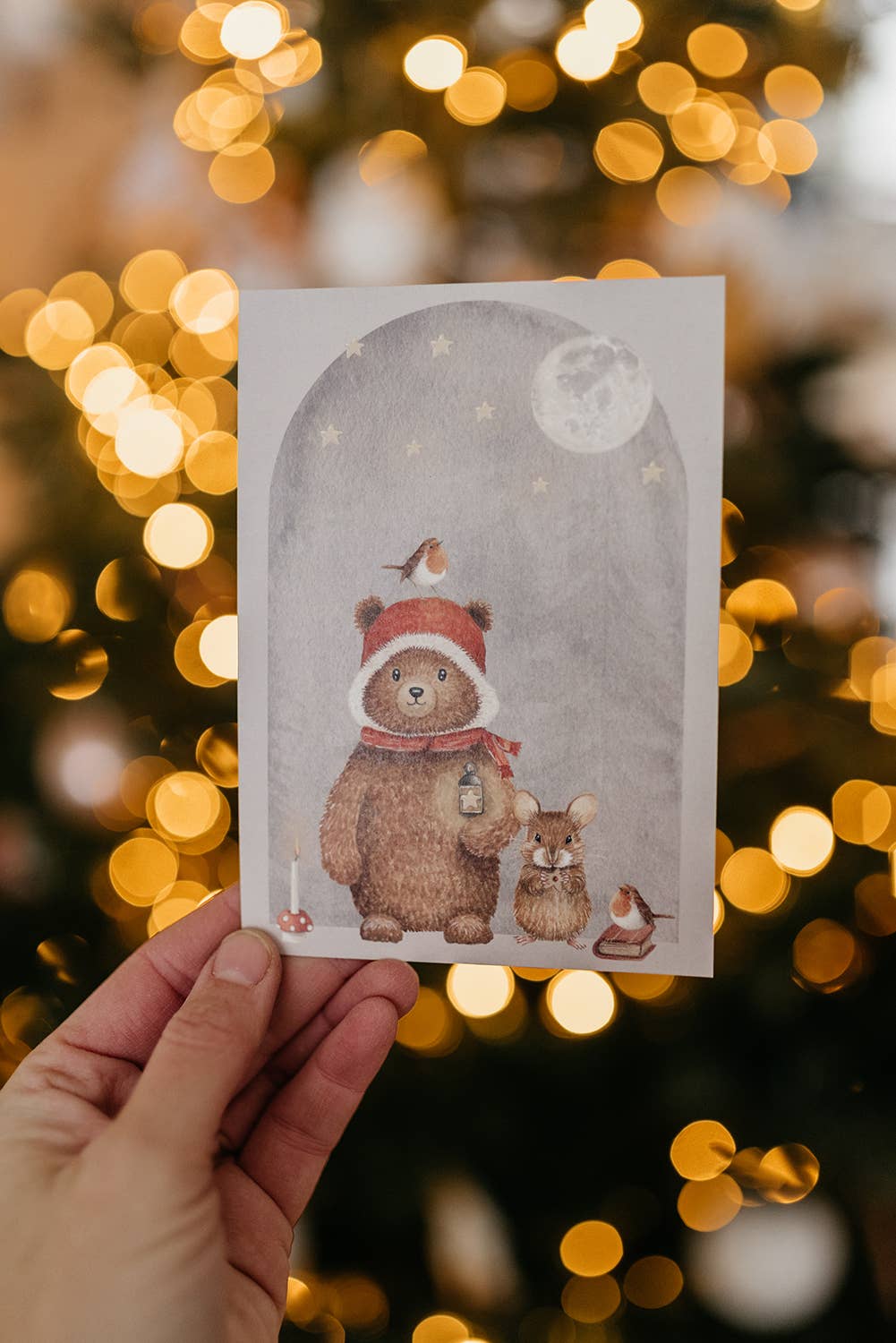 Ansichtkaart beer met muis | Kaart Appeloogje