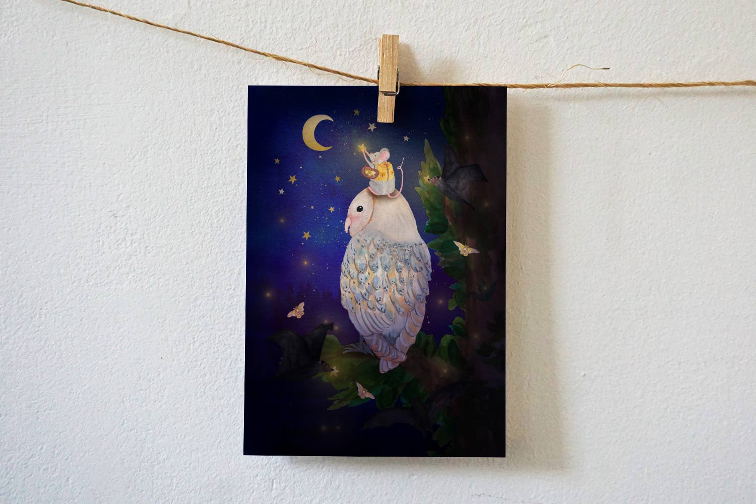 Kaart sterren ophangen in de nacht | Kaart Lotte Drouen