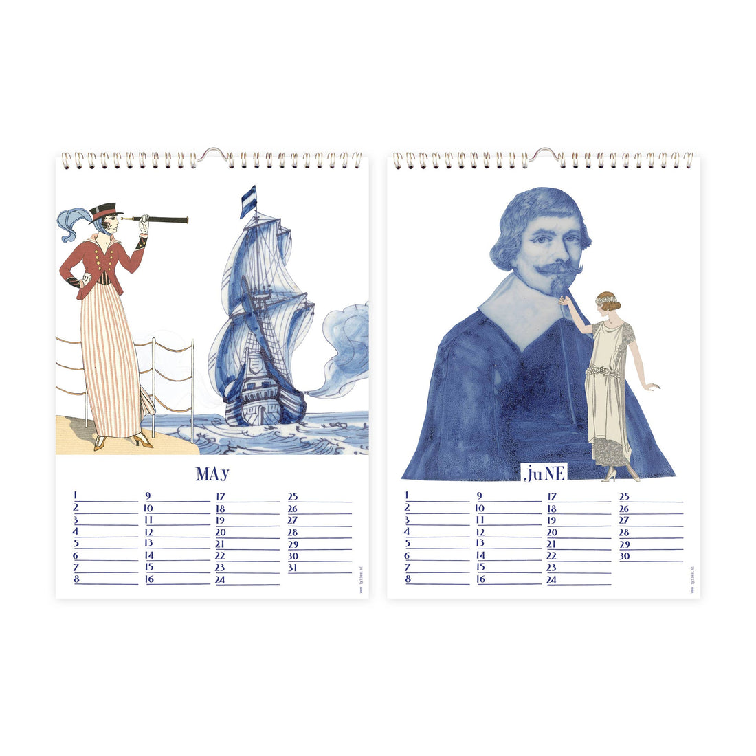 Verjaardagskalender 'Dutch Blue' collages Rijksmuseum A4